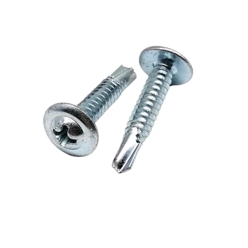 20個入り M4.2 M4.8 十字穴付き 丸頭 ワッシャー付き ドリルテール セルフタッピングネジ 鉄・アルミ板用 410 ステンレススチール QAICHFKS(Carbon steel,4.8x38)