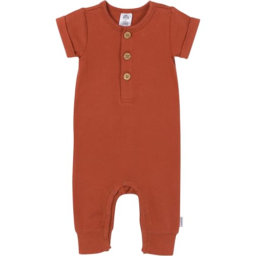 Gerber Baby Boys and Baby Girls' 2-Pack Long Leg Romper, Rust Olive, 24 Months3
