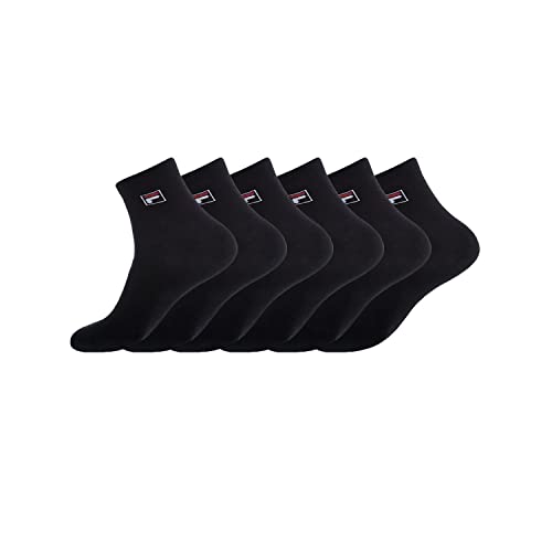 FILA Calzini Uomo Cotone Set di 6 Calze Sportive Uomo Tennis, Comodo, Nero, Taglie 43/46