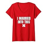 Womens Nebraska Cornhuskers I Married Into This Red V-Neck T-Shirt