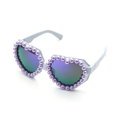 Image of laureles Fashion Pearl Heart Shaped Goggle Y2K Sunglasses Women One Piece Oversized Love Sun Glasses Men