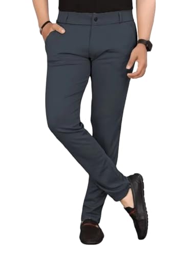 Image of Men's Everyday Wear Trousers | Regular Fit Solid Pants with Button | Smart and Comfortable Bottomwear (Pack of 1)