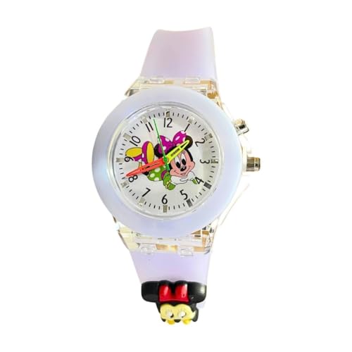 ZOVUTA Latest 3D Colorful Cartoon Character Wrist Watch with Glowing 7 Colors Light | Best Birthday Return Gift for Boys and Girls (for Age: 3-13 Years) (White-Red Mickey)