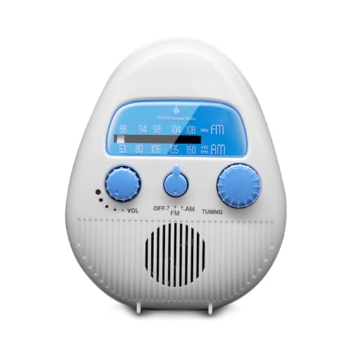 Shower Radio, AM FM Radio, Portable ABS Bathroom Radio Built in Speaker Battery Operated Shower Radio
