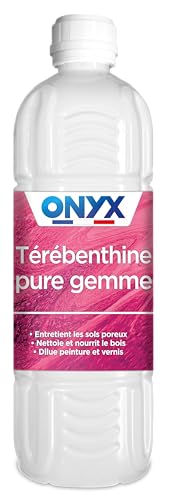 Onyx - Térébenthine Pure Gemme - Produit Nettoyant et Nourrissant Bois, Cuirs Encrassés et Objets Cirés, Diluant Pâte à Bois et Cires - Fabrication Française - 1L
