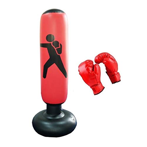 Saco de boxeo hinchable de 160 cm, con soporte para objetivo, con guantes de boxeo, bolsa de arena roja para entrenamiento de boxeo