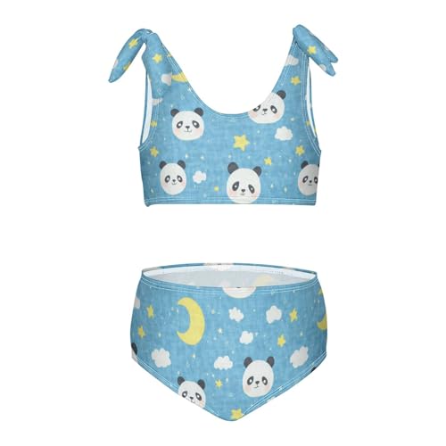Wusikd Pandas Faces Clouds Girls Swimsuits Two Piece Moon Stars Swimwear Bikini Set for for Girls Size 3T
