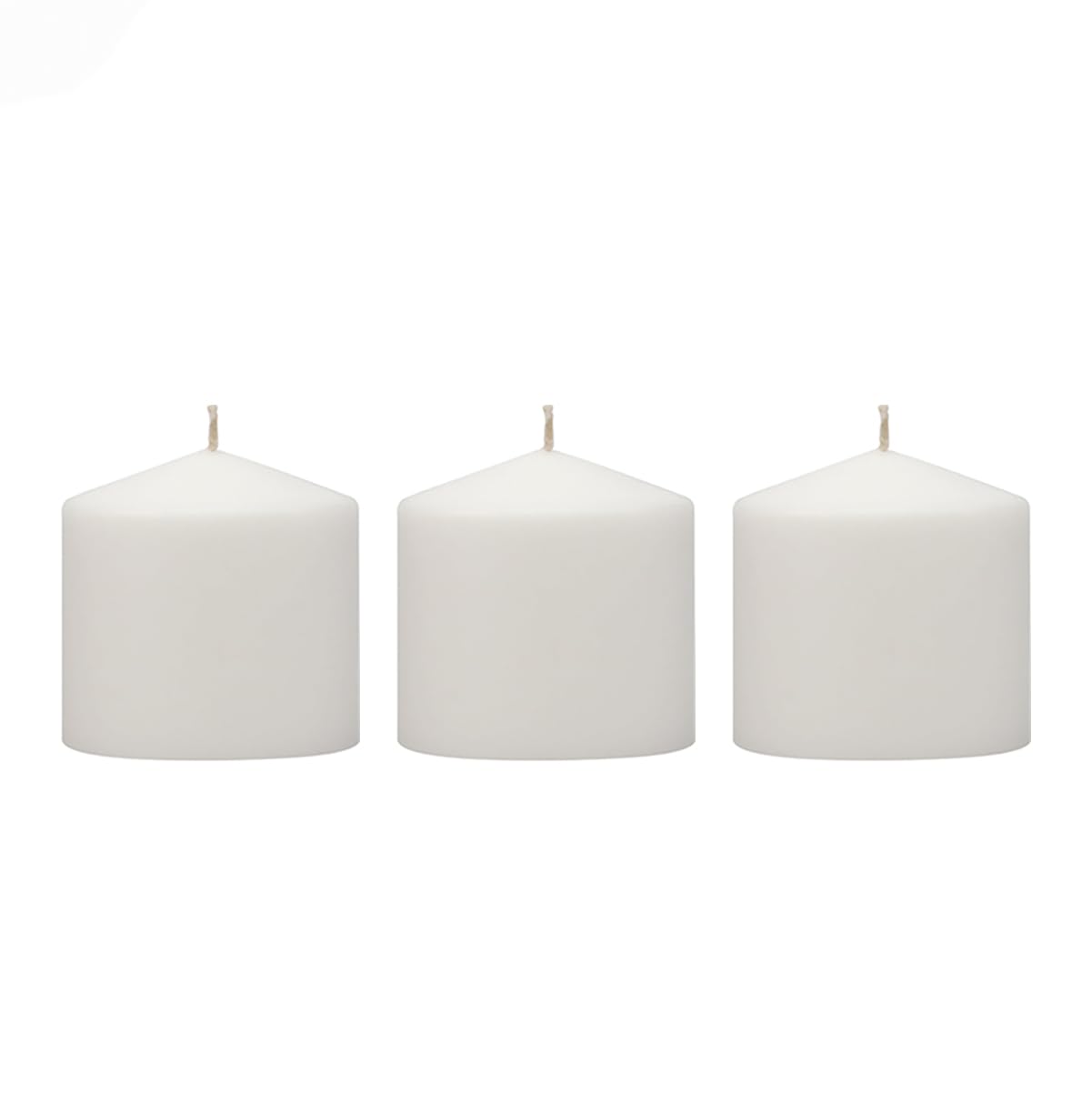 Stonebriar 3 Pack Tall 3 x 3 Inch 18 Hour Long Burning Unscented White Wax Pillar Candles