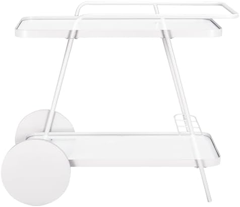 SAFAVIEH Home Collection – Zunia White & Glass 2-Tier Bar Cart, M...