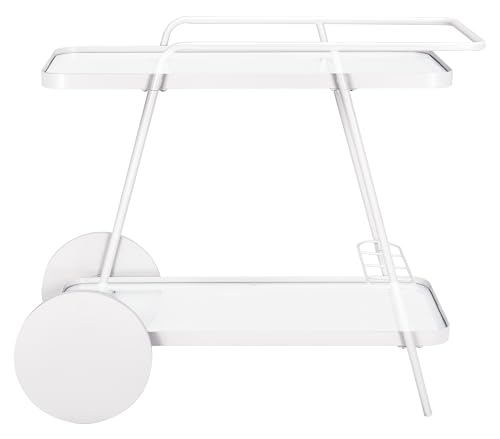 Safavieh Zunia White & Glass 2-Tier Bar Cart