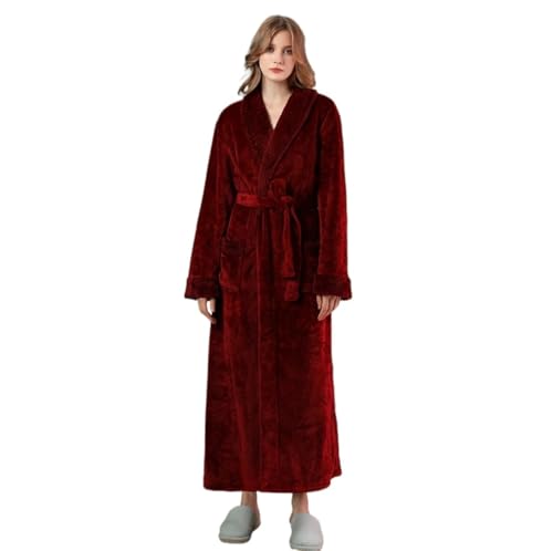JYARZ Albornoz Ducha Albornoz De Terciopelo De Doble Cara Bata Larga De Spa Unisex De Felpa Camisón De Terciopelo Coral Albornoz Absorbente(Rot,3XL)