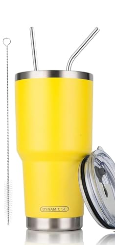 Image of D.S 30oz Yellow Tumbler Double Wall Vacuum Insulated Travel Coffee Mug