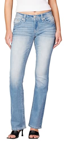 Miss Me Women's Pop Through Mid-Rise Bootcut Jeans2