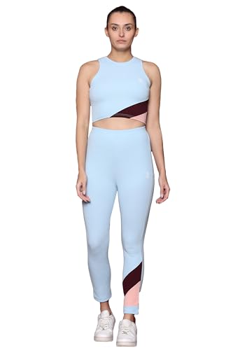 Image of Zicada Women's Gym Running Sports Crop Tank Top & Tights | Jogging wear | Workout Set | Co-ord Set For Girls & Women