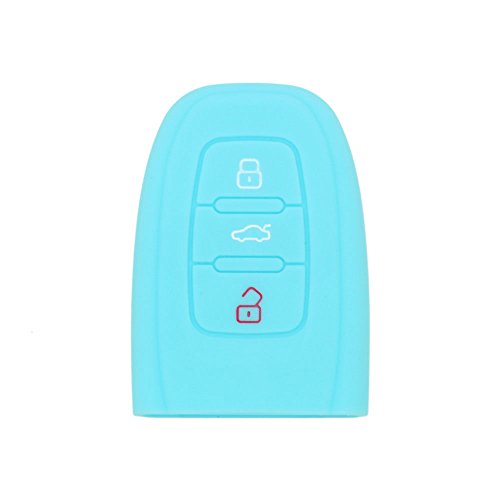 BROVACS Silicone Cover Protector Case Holder Skin Jacket Compatible with AUDI 3 Button Smart Remote Key Fob CV9821 Light Blue - Image 2