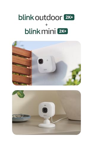 Image of Blink Outdoor 2K+ and Mini 2K+ (newest model) - Wireless and plug-in 2K resolution smart security cameras, Sync Module Core included - 6 Cameras (White)