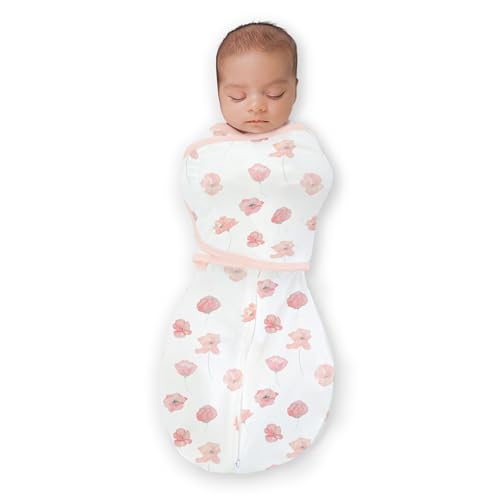 Image of SwaddleDesigns Organic 6-Way Omni Swaddle Sack w /Wrap, Poppies, 12-18 lb