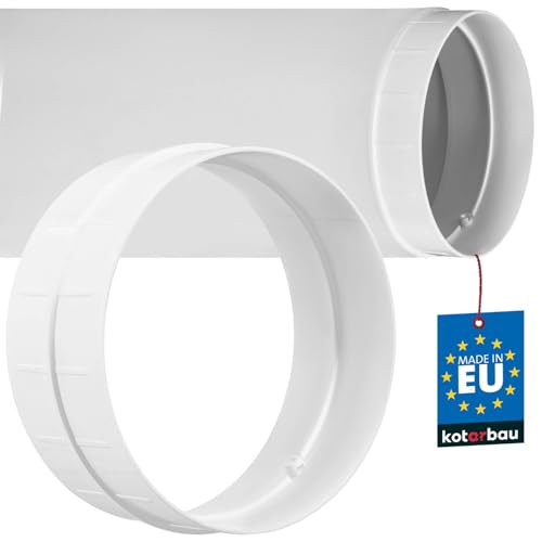 KOTARBAU® Empalme para Tubo de 150 mm Redondo, Conector de Tubos, Pieza de unión, Conducto Redondo para Tubos, Blanco, Elemento de conexión, Sistema de ventilación, Conector de plástico para tuberías