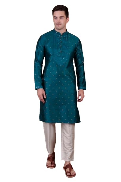 koshin Multicolor Art Silk Kurta Pyjama Set for Men | Jacquard Embroidered Full Sleeve Traditional Indian Wear | Festive & Wedding Ethnic Outfit-picture-19