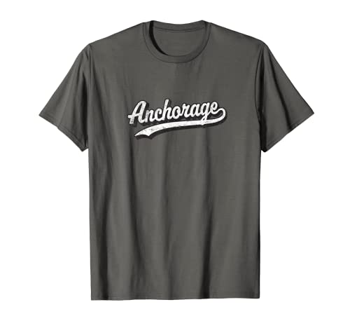 Guión de béisbol deportivo vintage de Anchorage Alaska AK Camiseta