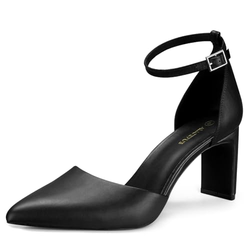 ALICEPUB Women's Detachable Bow Heels Closed Toe 3 Inch Heels Comfortable Work Dress Prom Wedding Pumps