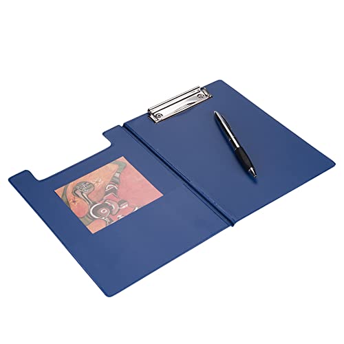 A5 Küçük Ebat Kapaklı Sekreterlik Pvc 100 Yaprak Kapasiteli A5 Clip Board 17,5x24 cm. Mavi