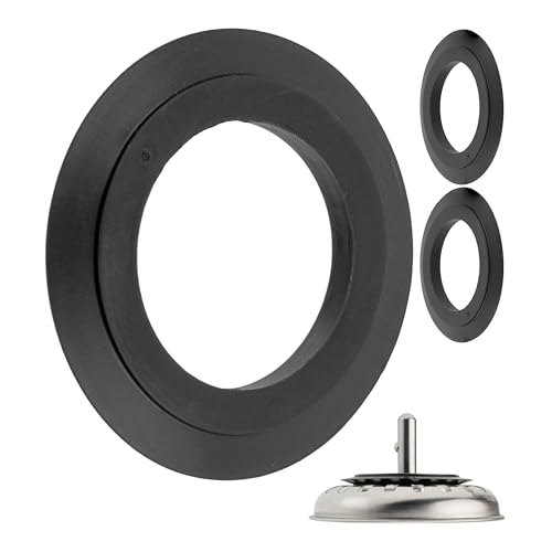 Junta Labial para cestas de colador, 3 Piezas, en Negro, de Caucho, Junta de Recambio con Ø 54,5 mm Exterior, 32,8 mm Interior, 4,8 mm de Grosor, Junta para Fregadero, Junta para cestas de colador