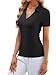 GKBK Women Slim Fit Ribbed Knit Collared Polo Shirt V-Neck Short Sleeve Business Casual Office Work Golf Top Summer 2026 Black S