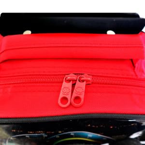 Kit Mochila Escolar Infantil com Rodas, Estampa de Carros Esportivos, 3 Peças, Vermelho