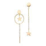 555Jewelry Pendientes colgantes de acero inoxidable con borla de estrella para mujeres y mujeres, Acero inoxidable, Sin piedra preciosa
