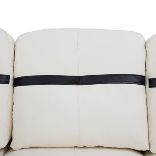Image of L-Shaped 3-Piece Semi PU Synthetic Leather Sofa with Storage Ottoman Set, Sectional Couch Sofa Set for Living Room, Office, Small Space, White and Black-1