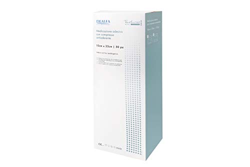 TOUCHMED Cerotto Adesivo Sterile in TNT con Compressa Antiaderente - 10x35 cm - Traspirante e Assorbente. Ottima Adesività - Monouso - Confezione da 50 Pezzi