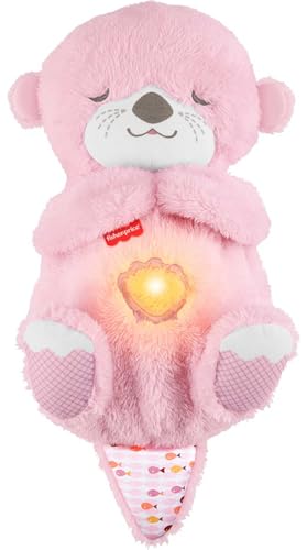 Image of Fisher-Price Baby Toy Soothe ‘n Snuggle Otter Plush, Pink Portable Sound Machine with Breathing Motion & Lights for Newborns Ages 0+ Months