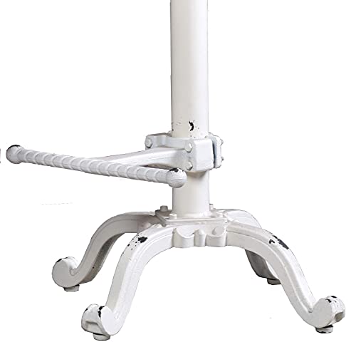 Topower Industrial Retro Vintage Farm Wooden Tractor Stool Kitchen Swivel Height Adjustable Bar Stool (Antique White) #TOP5