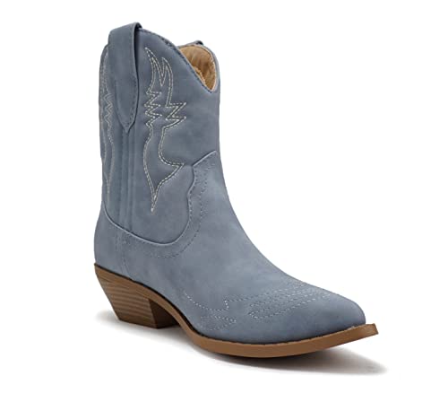 Soda Women Cowgirl Cowboy Western Stitched Ankle Boots Pointed Toe Short Booties Rigging-S (Wide Fit Available)4
