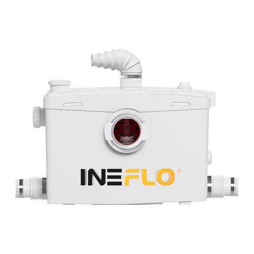 900W Macerator Pump, High Power Sewage Grinder Pump with 4 Inlets for Basement Toilet/Sink/Shower/Washer/Laundry Wastewater, Flexible Side or Top Drainage, Heavy-Duty Use, 12m/36ft Upflush,1.2HP