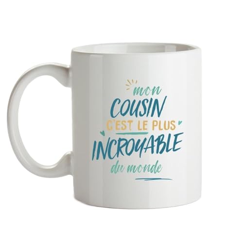 CADEAUX.COM - Mug Cousin le plus... - Céramique - 25 cl - Classique - Réutilisable - Passe au micro-ondes et lave-vaisselle - Idée Cadeau Original - Cadeau Homme