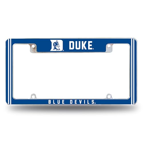 Rico Industries NCAA Duke Blue Devils Classic 12" x 6" Chrome All Over Automotive License Plate Frame for Car/Truck/SUV