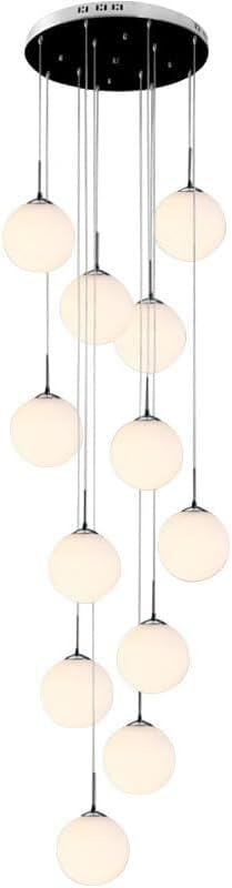 Long lustre rond doré moderne à 12 globes pour décoration d'intérieur