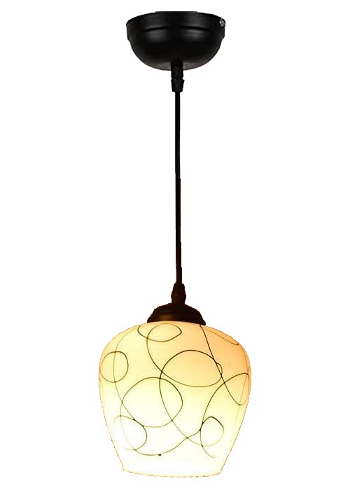 Image of Abstract Swirl Milky Glass Single Hanging Ceiling Light Modern Oval Patterned Pendant Lamp Chandelier for (Bulb not Included) Pack of 1