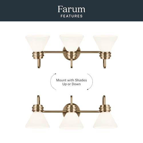Kichler Farum 26" 3-Light Bathroom Vanity Light Fixture with Opal Glass in Champagne Bronze for Mirror, Modern Wall Mount Over Single or Double Vanity (26" W x 9.5" H), 55155CPZ by Kichler - Image 9