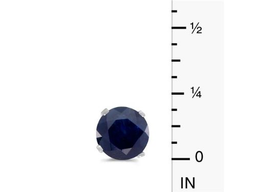 1 Carat Total Weight Natural Round Sapphire Stud Earrings Set In 14K White Gold #TOP4