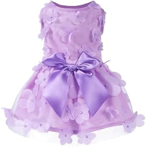 Laifug Dog Dress Puppy Print Princess Dog Dress Cute Party Wear (Pink, XS)