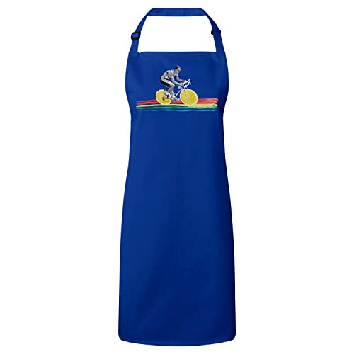 Tablier cuisine bleu cycliste cadeau idéal pour passionné de vélo et d'art