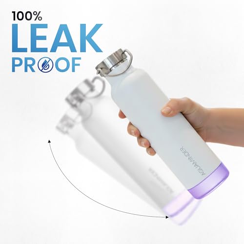 Image of Aquaminder Smart Water Bottle | RGB LED Glow & Timer Hydration Reminder with BT Mobile Phone Connection, Thames with App 600 ML|BIS Certified Made in India Smart Water Bottle (OffWhite)