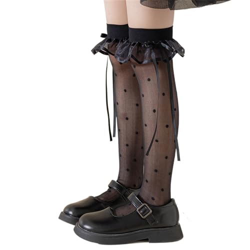 Mesh Socks Seethrough Thin Socks Nonslip Stretchy Lace Knee High Socks Kids Dancing Dress Socks