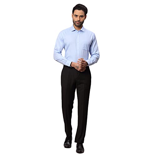 Image of Park Avenue Men's Terry Rayon Blend Solid Pattern Smart Fit Flat Front Formal Trouser
