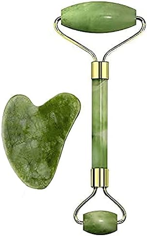 Dr. Pen Facial Massager Jade Roller & Gua Sha Tool 100% Natural Himalayan Stone For Face Neck Healing Skin Wrinkles & Face Eye Neck Foot Manual Massage For Women