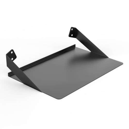 SIUUNEI Metal Floating Floating Wall Hanging Shelving, Adhesive Wall Display Book Shelf Stand for Plant Pot, Speaker, Security Camera, Figures in Office and Home, Black 12x8 inch(30x20cm)
