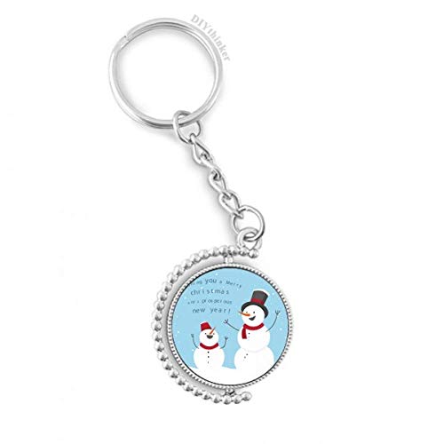 Porte-clé Joyeux Noël bonhomme de neige rotatif 1,2 x 3,5 pouces multicolore